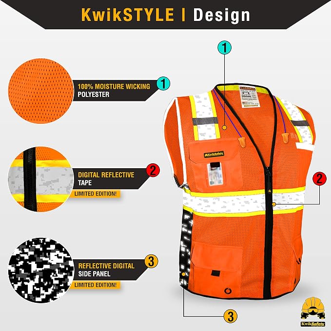 KwikSafety - BIG KAHUNA Safety Vest | Base & Limited Edition | Class 2 Reflective Vest ANSI OSHA Safety Vest for Men