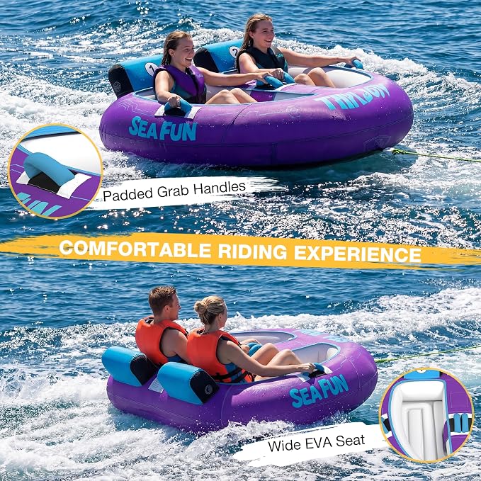 2-Person Towable Tubes for Boating with Towable Rope, Inflatable Cockpit Style Boat Tube for River and Lake，Beginner-Friendly | Towable Rope,Inflatable Cockpit Style,Boat Tube, for River and Lake,Beginner-Friendly