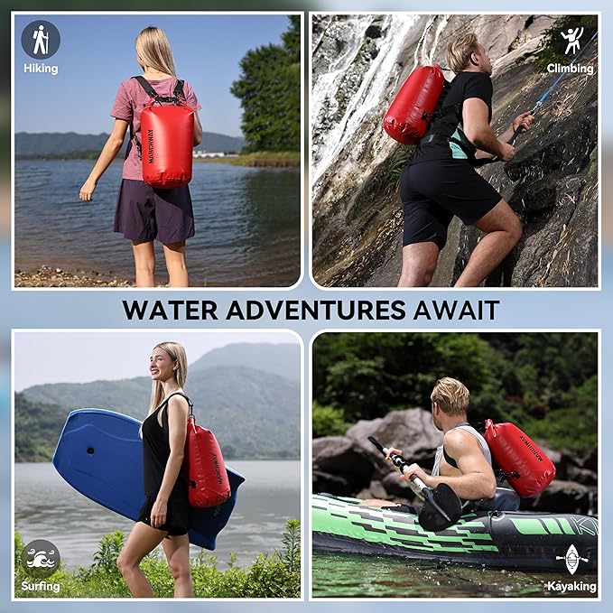 MARCHWAY Floating Waterproof Dry Bag Backpack 5L/10L/20L/30L/40L, Roll Top Sack Keeps Gear Dry for Kayaking, Rafting, Boating, Swimming, Camping, Hiking, Beach, Fishing