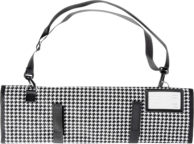 Mercer Culinary 7-Pocket Knife Roll Storage Bag, Houndstooth