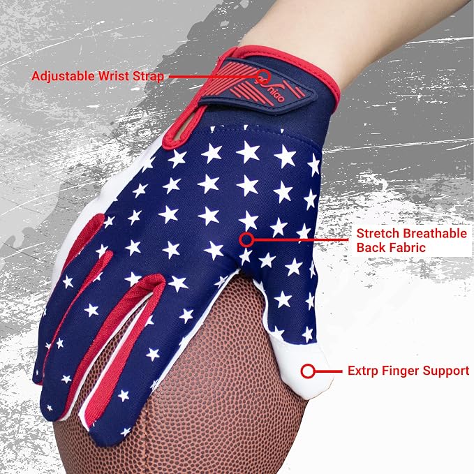 Football Gloves for Youth and Adult Men,Sticky Adhesive Palms Receiver Gloves,Grip Boost Flag Football Accessories Gifts for Family and Friends