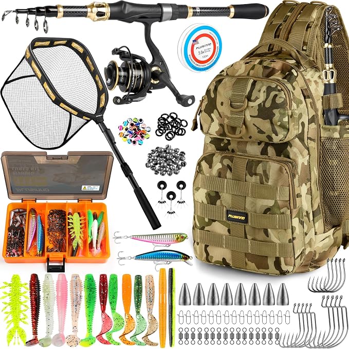 PLUSINNO Fishing Backpack with Fishing Floating Net, Fishing Gear, Tackle Boxes,Waterproof Fishing Tackle Bag, Fishing Gifts for Men