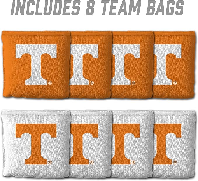 YouTheFan Officially-Licensed NCAA Set of 8 Cornhole Bags - All Weather Dual Sided Slide & Stop - Regulation Size with Carry case