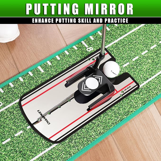 CHAMPKEY Premium Golf Putting Green Indoor with 3 Golf Putting Gates - Improves Putting Accuracy and Skill Levels Golf Putting Mat - Ideal for Indoor and Outdoor Training