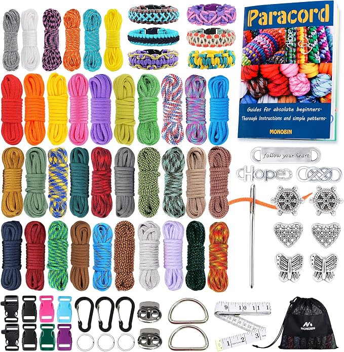 Paracord Bracelets Kit - 30 Colors 4mm & 6 Colors 2mm Paracord with FID, Craft Kit for Kids & Adults Making Various Projects