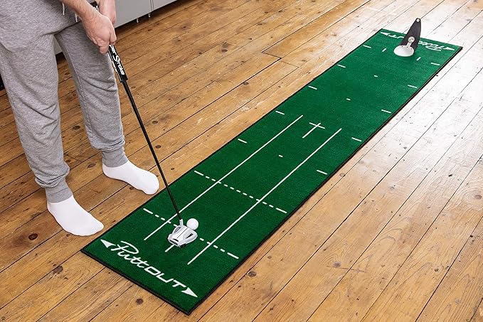 PuttOUT Medium Putting Mat - Perfect Your Golf Putting (7.9ft x 1.6ft)(Green)
