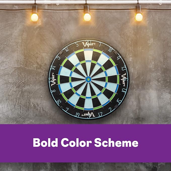 Viper Chroma Tournament Bristle Steel Tip Dartboard Set with Staple-Free Bullseye, Galvanized Metal Triangular Spider Wire for Reduced Bounce Outs; High-Grade Self-Healing Premium Sisal