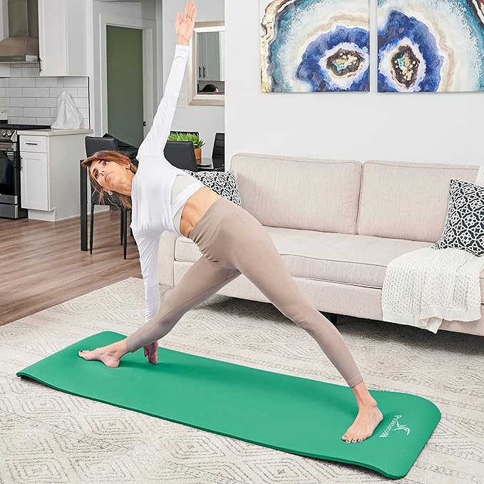 ProsourceFit Extra Thick Yoga and Pilates Mat 1/2” (13mm) or 1" (25mm), 71-inch Long High Density Exercise Mat with Comfort Foam and Carrying Strap