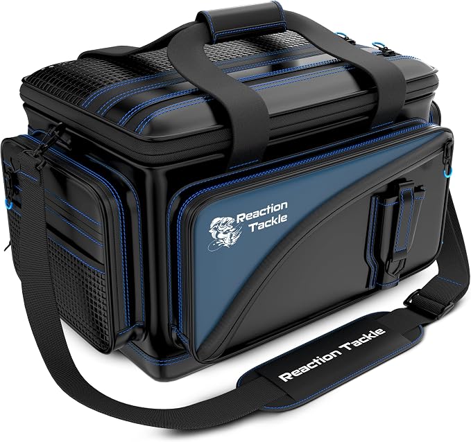 Reaction Tackle Saltwater Fishing Tackle Bags, Water Resistant 1000D PVC Tackle Box Bag with Removable Dividers, Fits 3600 and 3700 Trays, Small