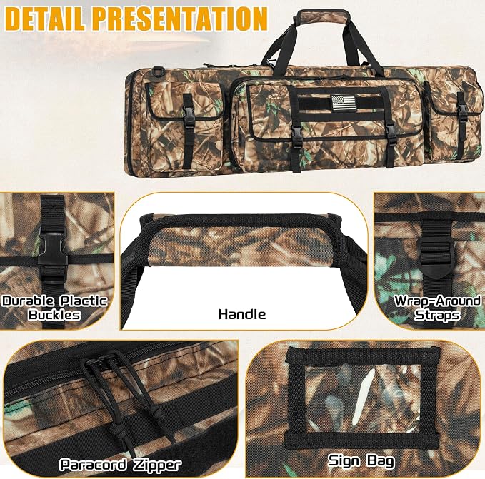 28" 32" 36" 42" 46" 48" 51" 55" Soft Double Rifle Bag, Portable Long Rifle Bag for Outdoor Hunting Shooting, Gun Case Storage & Transportation, with Multiple Colors