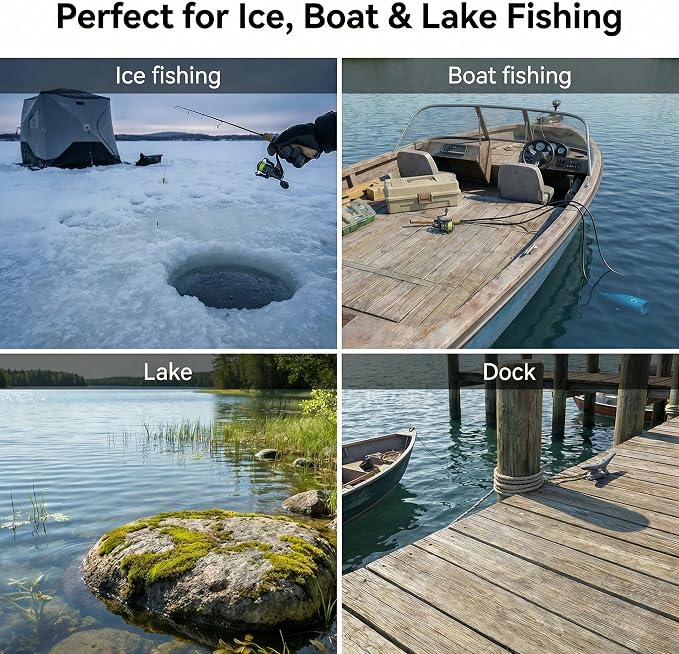 7" Underwater Fishing Camera 1080P HD Fish Finder | 12 IR + 12 White LEDs, 30m Cable, Waterproof Ice Fishing, For Boat, Lake & River