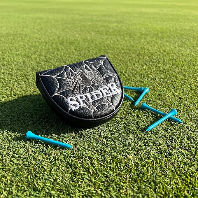 Vesperlux Spider Golf Headcovers Driver Wood Hybrid Iron | Waterproof Leather, Magnetic Putter Cover, Anti-Slip Fit, Full Protection, Durable, Fits Alignment Stick, Men's Golf Gift