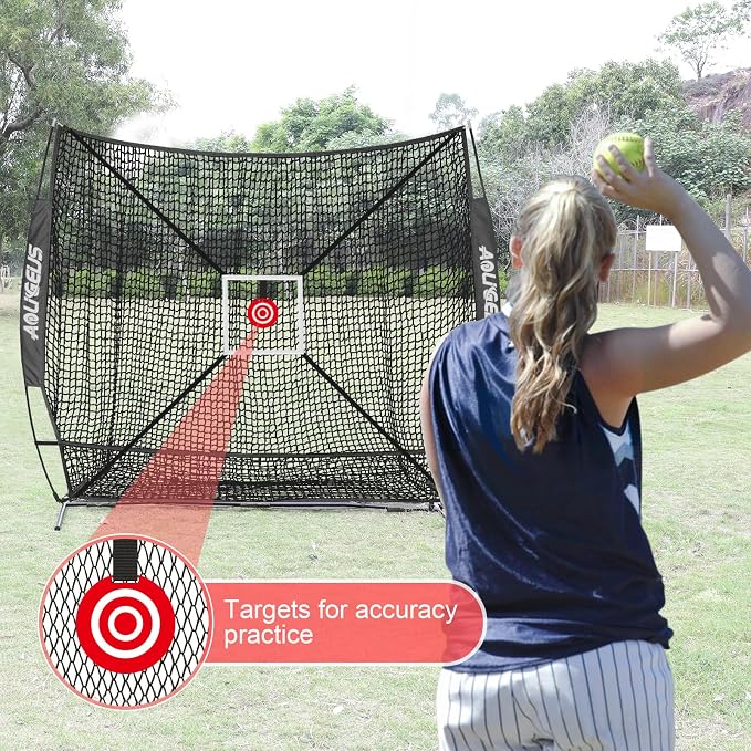 6'X6' Baseball Softball Practice Net,Pitching Net,Batting Net,with Batting Tee,Dummy Batter,Bonus Strike Zone Target and Bow Frame,for Hitting,Pitching,Catching