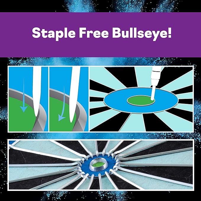Viper Chroma Tournament Bristle Steel Tip Dartboard Set with Staple-Free Bullseye, Galvanized Metal Triangular Spider Wire for Reduced Bounce Outs; High-Grade Self-Healing Premium Sisal