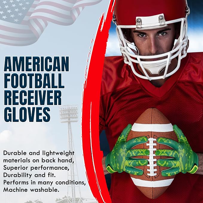 GripMax Youth Football Gloves | Football Gloves Youth & Mens Football Gloves | Sticky Football Gloves for Wide Receiver | Breathable Football Receiver Gloves All Weather