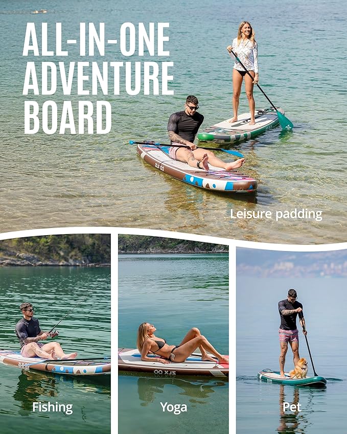 ZLX Inflatable Stand Up Paddle Board, 10'6" SUP Non-Slip Stable Deck Pad, Unique Center Fin, Premium Accessories, Paddleboard for Adults, Beginners, All Skill Levels