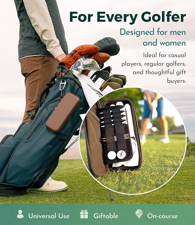 Platypus Golf Co. Golfing Caddie EVA Travel Case Organizer with Bamboo Tees & Ball Marker - Hand Reversible Hinging Glove Shaper & Holder, Mesh Pocket & Storage Slots, Golfers Cases for Men & Women