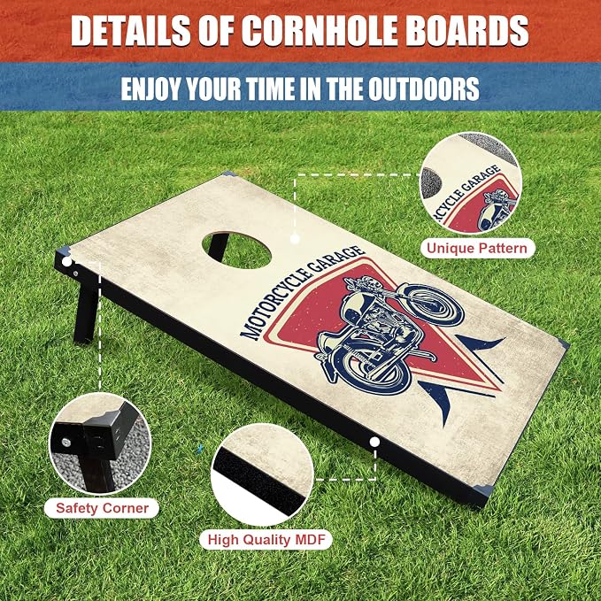 Cornhole Board Set, 3'x2' Cornhole Set, Corn Hole Boards Set, Lightweight Corn Hole Set Includes 2 Cornhole Boards, 8 Cornhole Bean Bags & Carry Case for Outdoor Games