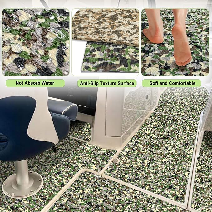 Boat Flooring EVA Foam Boat Decking Sheet Self Adhesive Marine Flooring Brushed Camo Marine Carpet for Boats Yacht Kayak Decking Cushioning Cooler Seating Helm Pad Swimming RV Golf Cart Non Slip Pad
