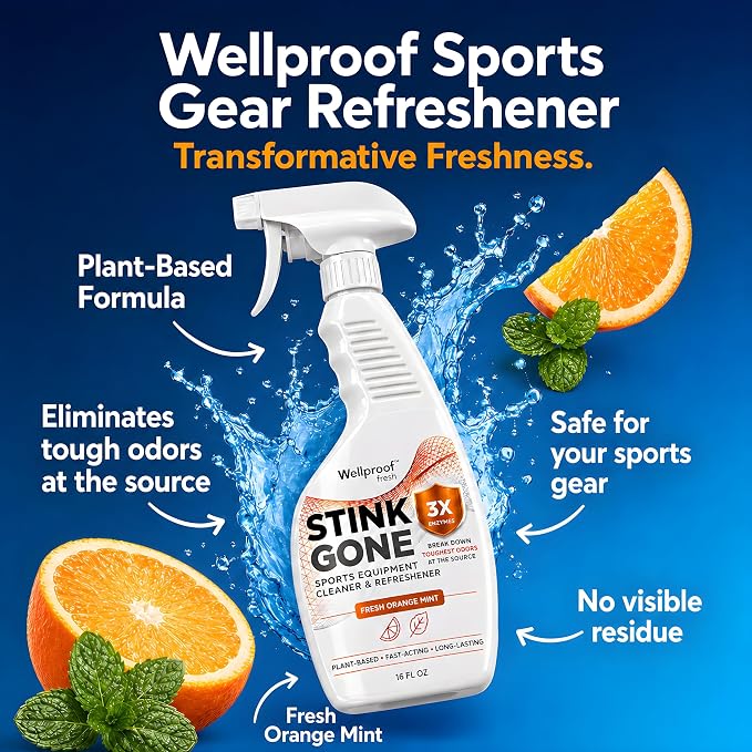 Stink Gone 2-in-1 Sports Equipment Cleaner & Odor Eliminator - Extra Strength with 3X Enzymes | For Boxing, Hockey, Football, Baseball, MMA, Gym, Athletic Gear & More, 16oz (473mL)