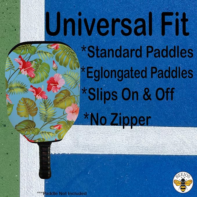 BeeJos Hawaiian Collection: Premium Slip-On Pickleball Paddle Cover-Fits Standard Size Paddles-Zipperless (Paddle not Included)