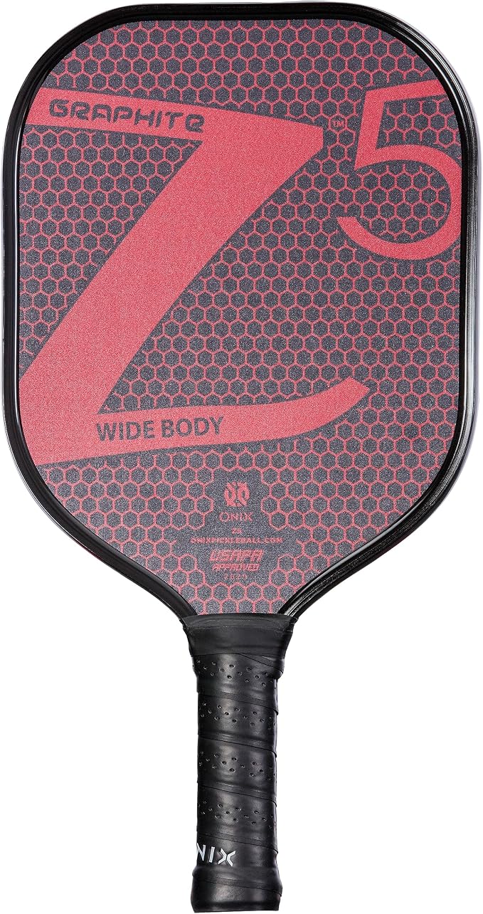 Onix Graphite MOD Z5 Carbon Fiber Pickleball Paddle with Wide-Body Shape. Honeycomb Core, Graphite Face & Cushion Comfort Pickleball Paddle Grip
