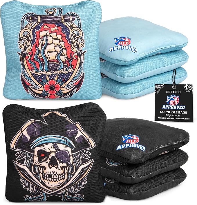 Play Platoon Cornhole Bags Set of 8 Regulation Professional Corn Hole Bean Bags ACO Approved, Competition Weight, Slick and Stick
