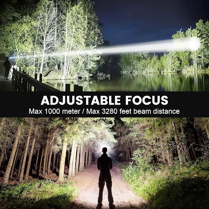 Kmivo 2-Pack Rechargeable LED Headlamps - 99,000 High Lumens Super Bright Head Light with 3 Modes, 90° Adjustable Tilt, IPX6 Waterproof for Camping, Hiking, Running & Outdoors