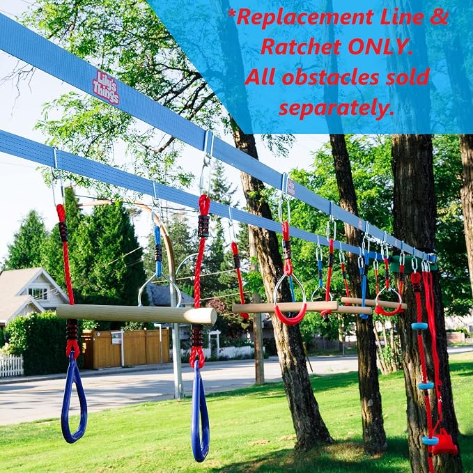 Lily's Things Replacement Slack Line and Ratchet for Double Ninja Course Sets - Ninja Slackline…