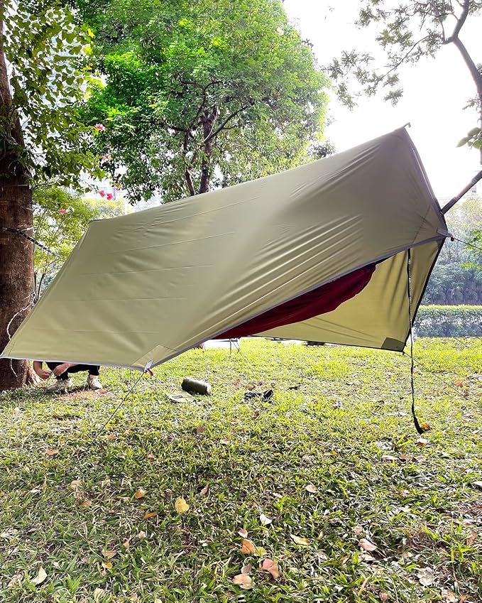 Sunyear Camping Hammock with Net and Hammock Tent Rain Fly Bundle - Perfect for Hiking, Backpacking, Outdoor Sleeping and Camping Survival