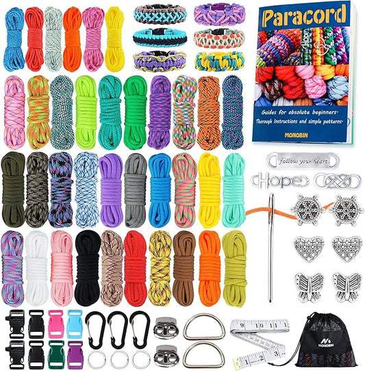 Paracord Bracelets Kit - 30 Colors 4mm & 6 Colors 2mm Paracord with FID, Craft Kit for Kids & Adults Making Various Projects