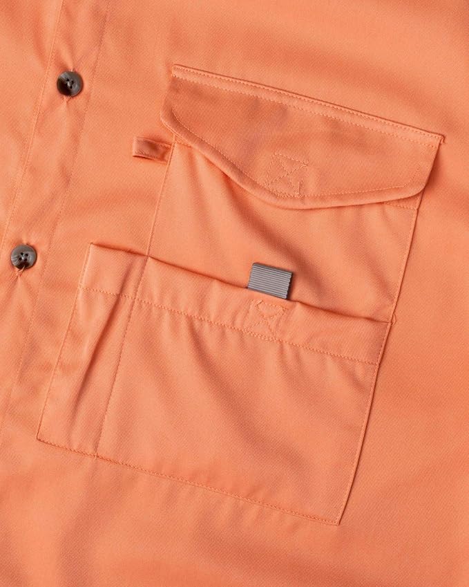 Alimens & Gentle Short Sleeve Fishing Shirt Wicking Fabric Sun Protection Casual Button Down Shirts