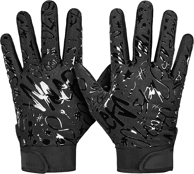 SLEEFS Football Receiver Gloves [1 Pair] - No Slip, Crazy Sticky Silicone Grip - Youth and Adult Sizes