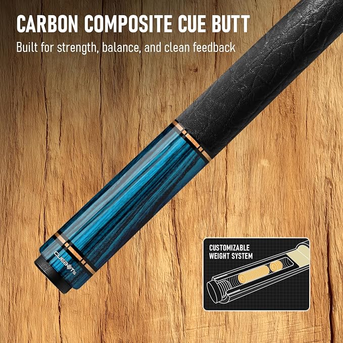 Series, Glass Fiber Pool Cue Stick, Uni-QR, 3/8-10, 5/16-18 Joint, Synthetic Leather Grip, 29" Glassfiber Shaft, 7-Layer Microfiber Tip