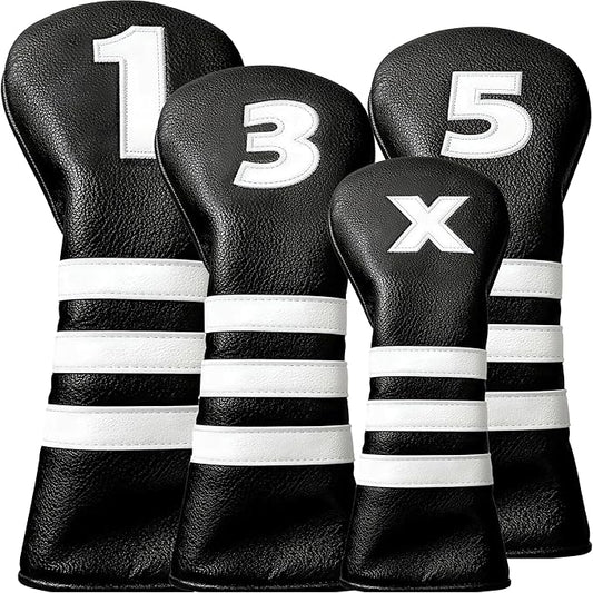 Golf Club Covers Set for Woods & Irons | Waterproof Magnetic Golf Iron Covers | Driver Wood Headcover | Durable Leather Protectors with Double-Sided Embroidery