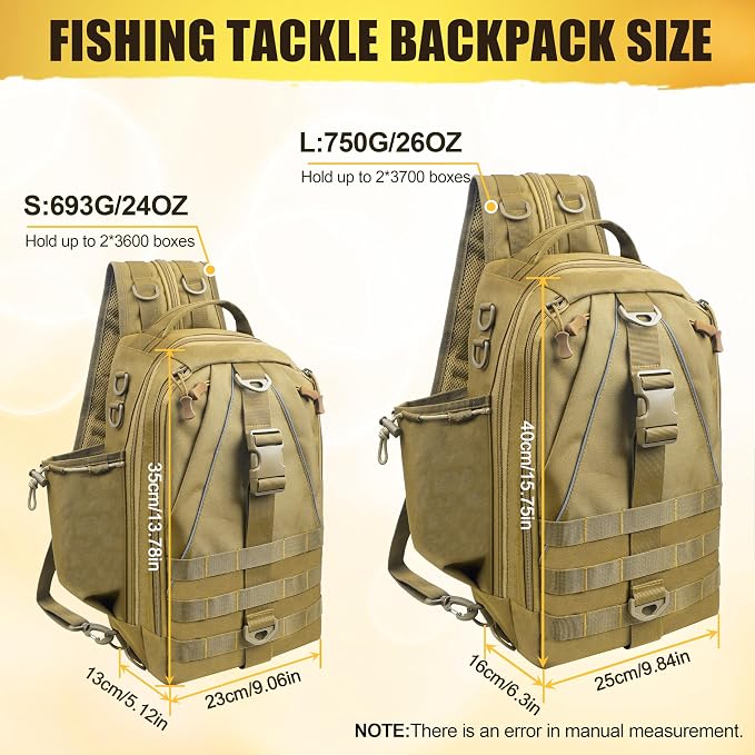 SILANON Fishing Tackle Backpack Wateproof Fishing Backpack with Rod Holder Lightweight Sling Tackle Bag Gift for Men