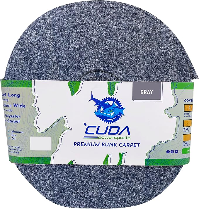 Cuda Boat Trailer Bunk Carpet 9 Inch Wide x 20ft-Premium 30oz Pontoon Trailer Bunk Carpet Marine Grade Parts Accessories Gray Grey Charcoal Lift Runners Covers Waterproof