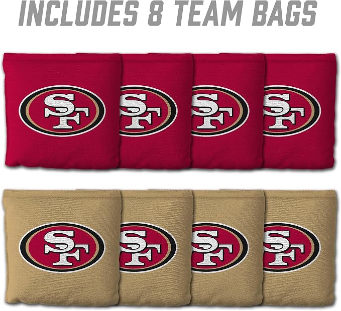 YouTheFan Officially-licensed NFL Set of 8 Cornhole Bags - All Weather Dual Sided Slide & Stop - regulation size