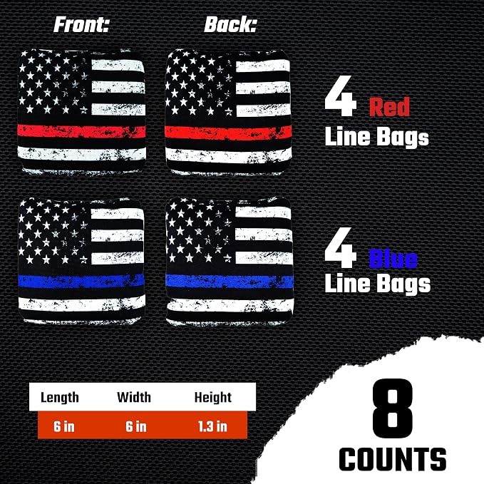 Professional Cornhole Bags Set of 8 - Dual Sided Stick & Slide (Suede/Woven) - Premium Resin Filled Regulation Weight & Size (6x6, 16oz) - Double Stitched Reinforced Seams with Carry Tote