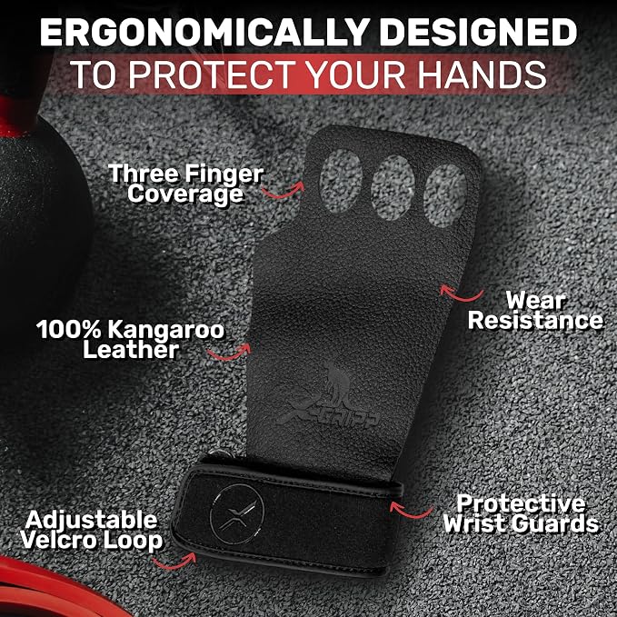 X-GRIPP: Kangaroo Leather Hand Grips for Weight Lifting, and Cross Training - Gymnastics, Grips for Men and Women for Muscle and Pull ups - Tactical Grips