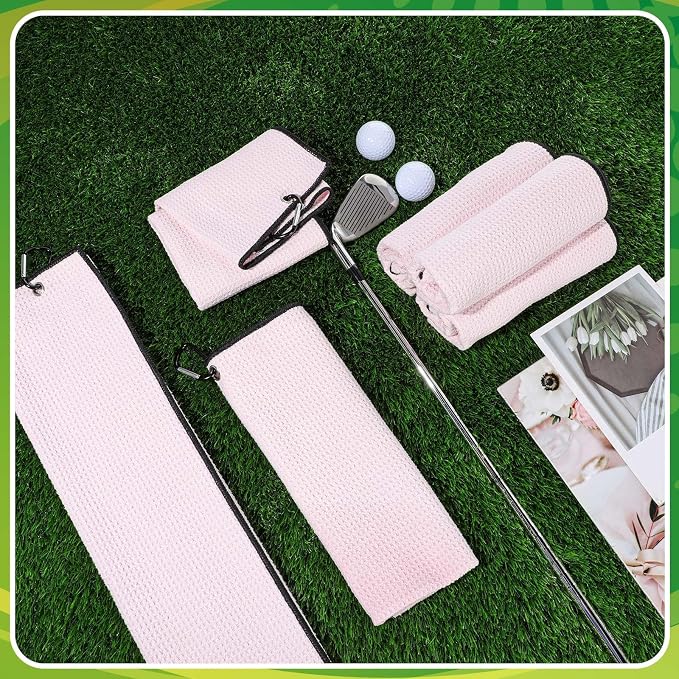 Batiyeer Golf Towels Bulk for Bags 16'' x 24'' Microfiber Waffle Pattern Golf Towels Trifold with Clip for Hiking,Tournament, Yoga