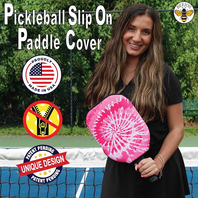 BeeJos Spirl Tie-Dye: Premium Slip-On Pickleball Paddle Cover-Fits Standard Size Paddles-Zipperless (Paddle not Included) Handmade in USA
