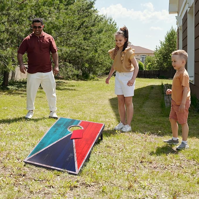 Cornhole Set 4x2 and 3X2 Regulation Size Corn Holes Sets with Carrying Bags & 8 Bean Bags Cornhole Boards Bean Toss Games for Adults Family Outdoor Beach Lawn Outside Backyard Games