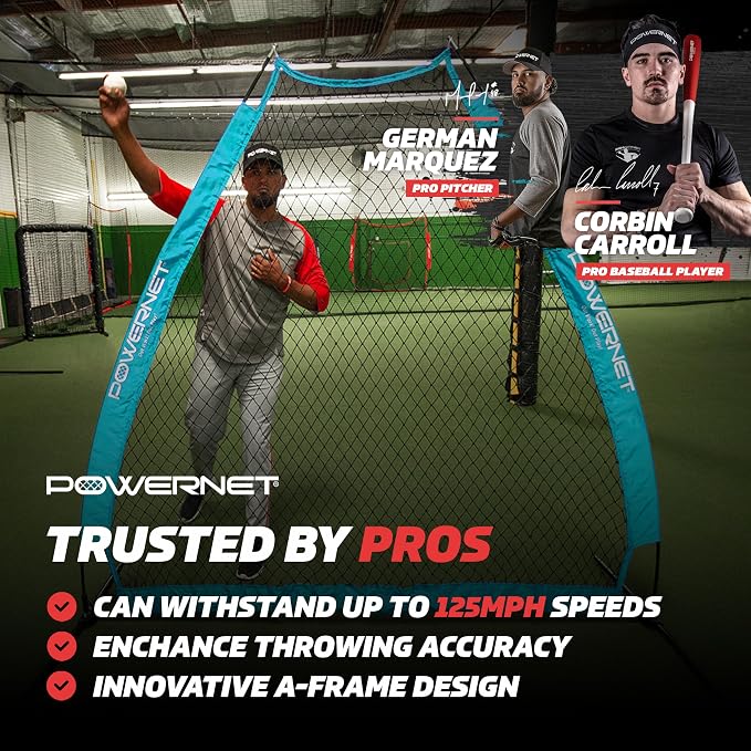 PowerNet Baseball Training Equipment Baseball Net, Portable Softball Batting Practice Pitching Screen, 7-FT I-Screen or A-Frame Pitching Net