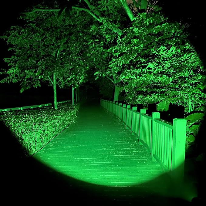 DARKBEAM Green Light Flashlight Tactical LED Rechargeable, Zoomable Portable Handheld Green-Light for Fishing Hunting Detector Astrophotography