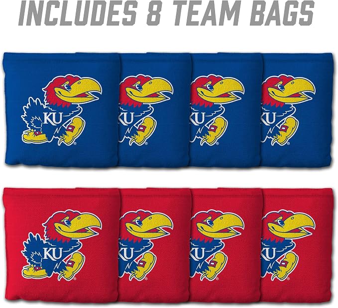 YouTheFan Officially-Licensed NCAA Set of 8 Cornhole Bags - All Weather Dual Sided Slide & Stop - Regulation Size with Carry case
