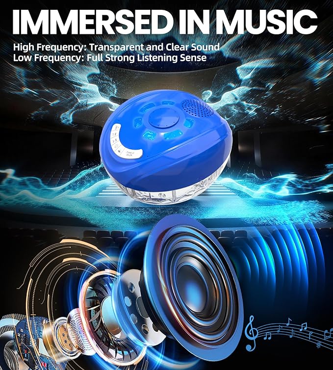 FluSing 3 in 1 Pool Fountain with Bluetooth Pool Speaker,Rechargeable Floating Pool Fountain with Light,Pool Water Fountain Pump IP68 Waterproof Pool Speaker,BT5.4,Above Ground Pool Fountain-Deep Blue