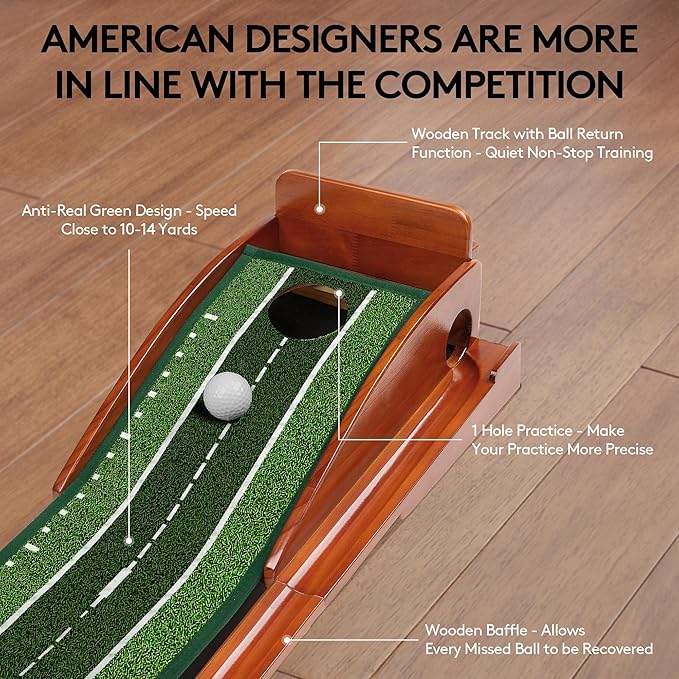 Kalramay Putting Green Indoor Golf Putting Mat – Easy to Assemble with Automatic Ball Return, Wrinkle-Free Close to Real Green Speed, Suitable for Office, Recreation Room, Patio – Ideal Gift