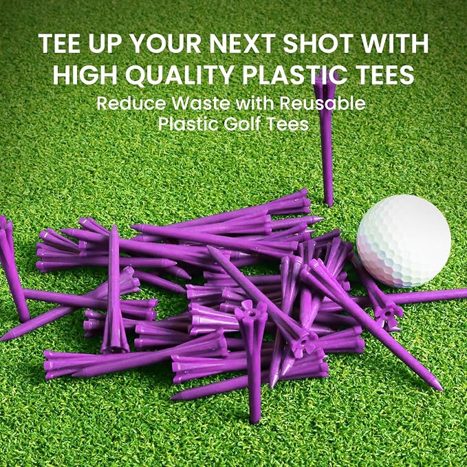 FINGER TEN Golf Tees Plastic Unbreakable Easy to Find Bulk Value 200/500/1000 Count, 2 3/4 3 1/4 Inch Tee Driving Range Reduce Friction, Green Red White USA Flag Practice