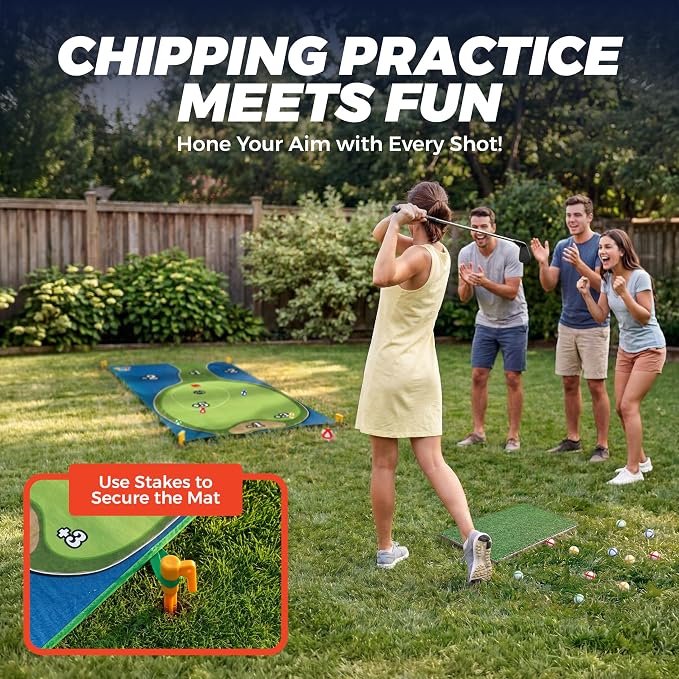 TOY Life Golf Chipping Game Set –Golf Sticky Battle Mat with 20 Sticky Balls & Hitting Mat, Fun Backyard Chip Game for Adults & Kids, Indoor/Outdoor Play